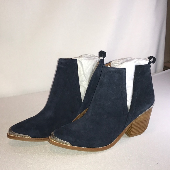 JEFFREY CAMPBELL CROMWELL NAVY SUEDE ANKLE BOOTS (NEW) - Picture 2 of 5
